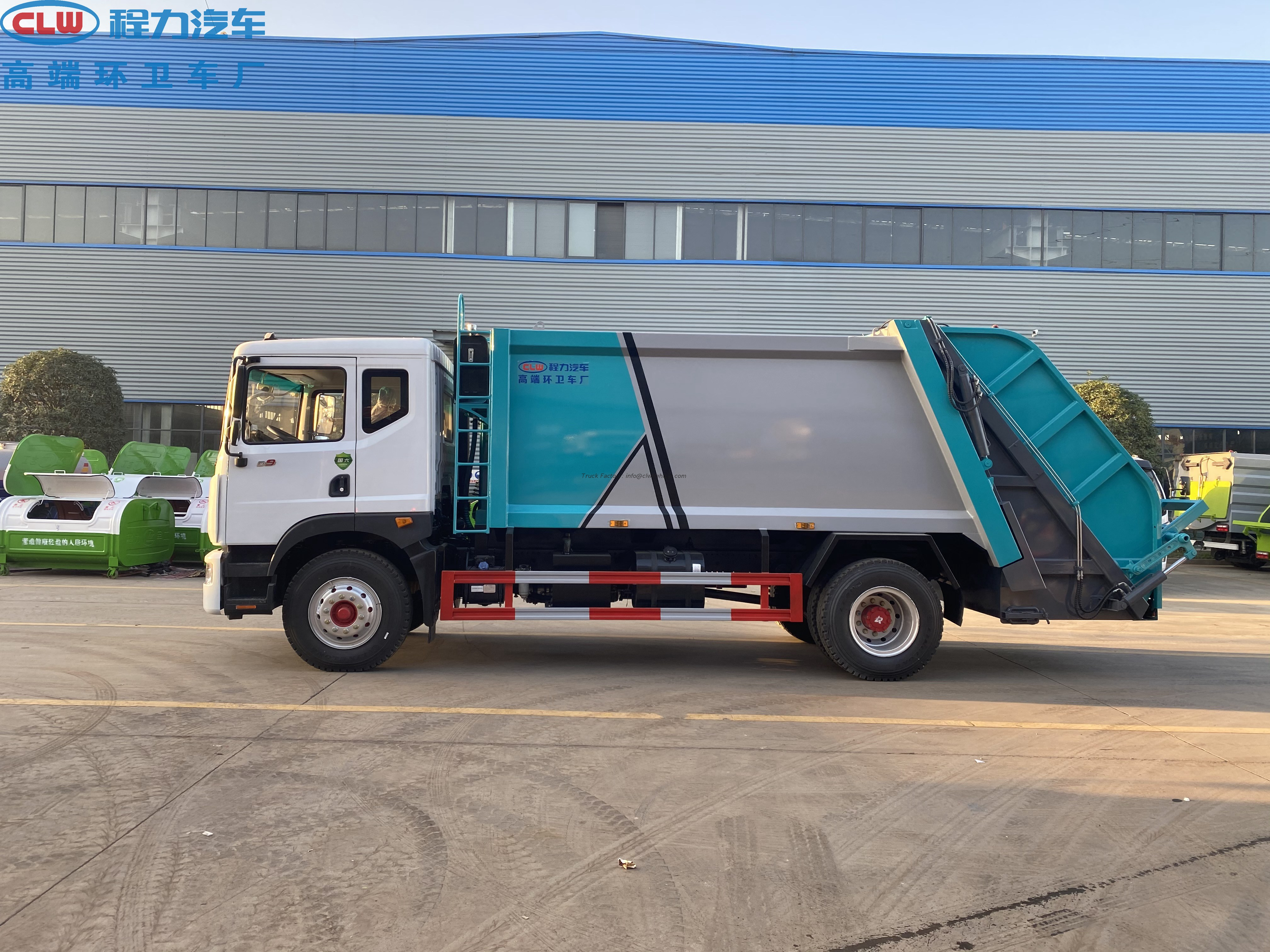 Diesel red Garbage Compactor Truck Garbage collection